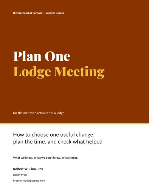 Plan One Lodge Meeting booklet cover