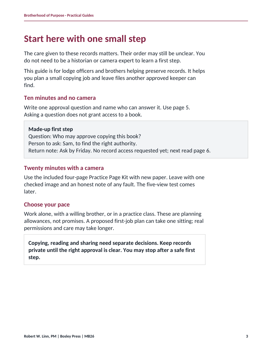 Booklet page 3: Start with one small step